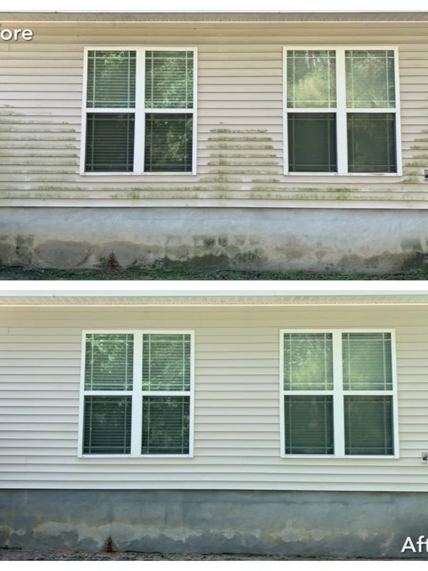 Before and after pressure washing services on house siding